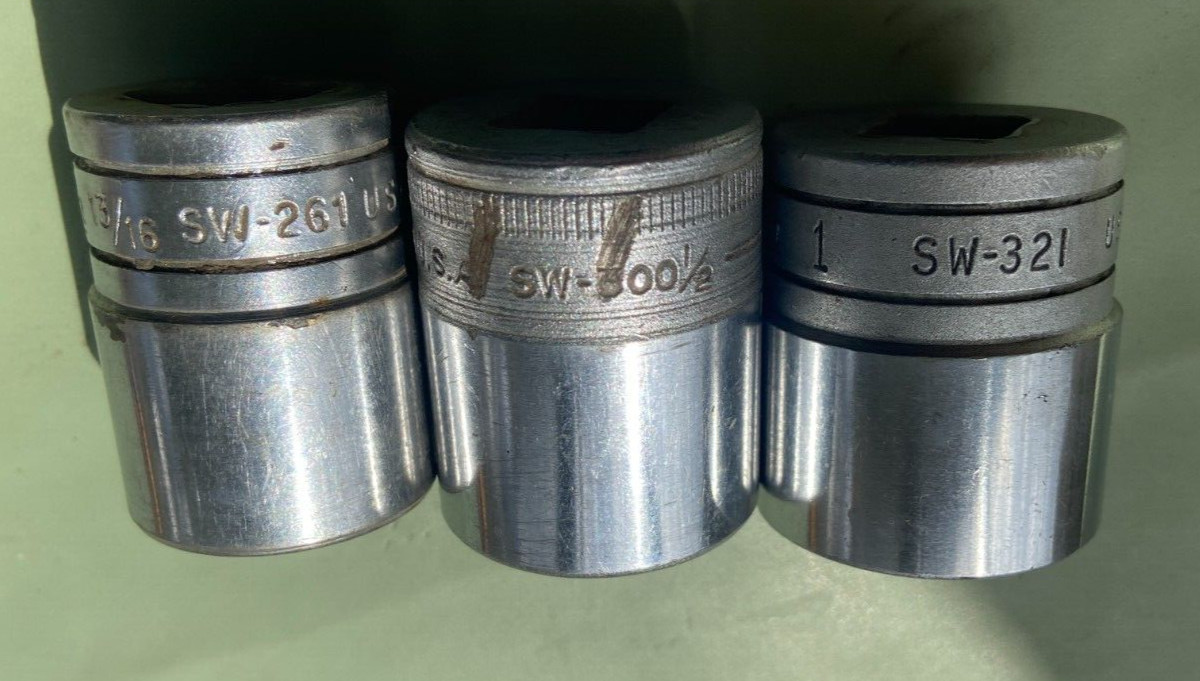 3 Snap-On 1/2 Drive 12 point SW-321 1» SW261 13/16» SW3001/2 15/16
