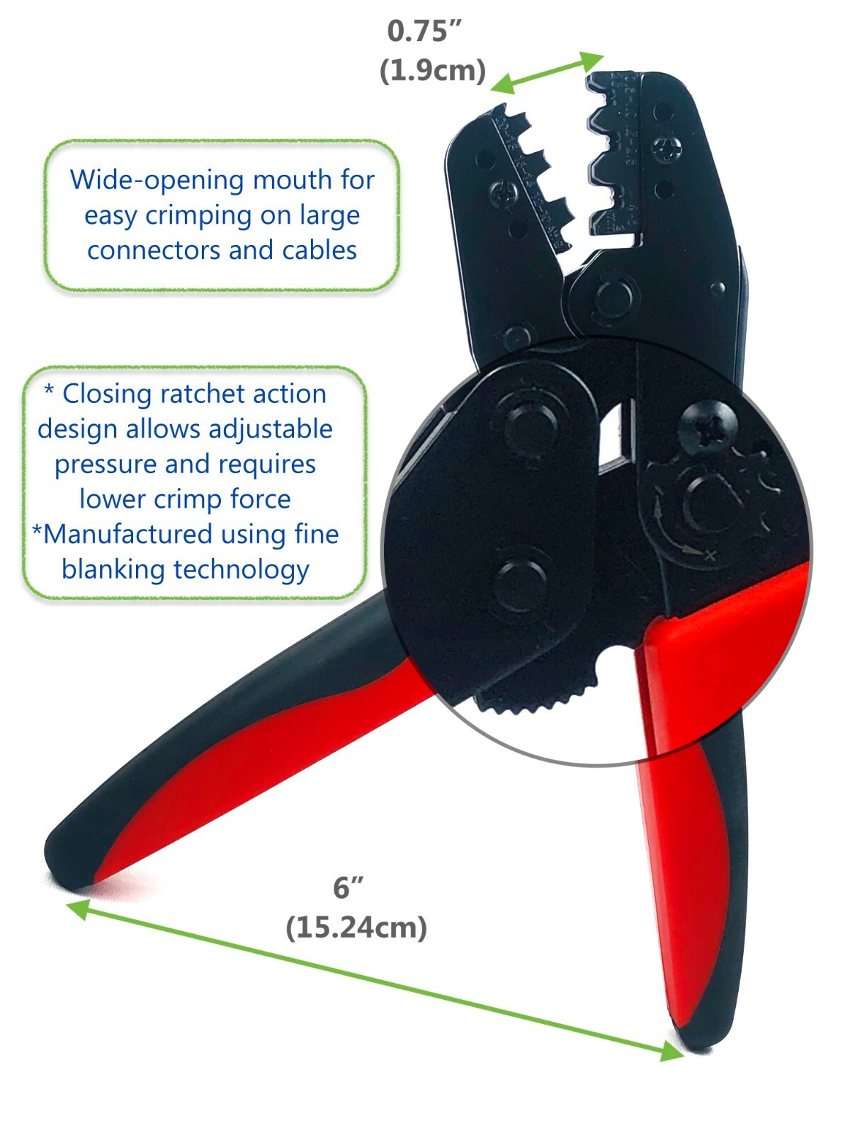 Ratchet CrimpTool Interchangeable Die Non-insulated Open Barrel Terminal