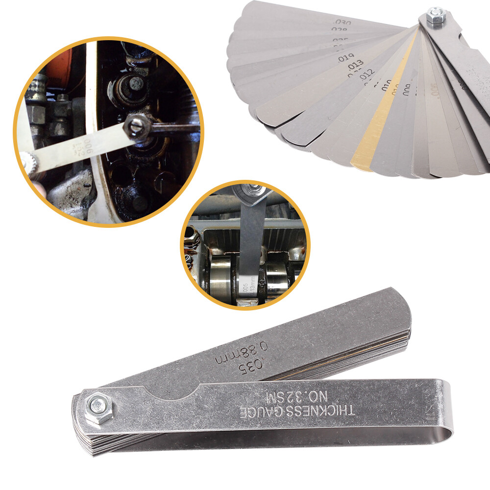 32 Blade Feeler Filler Gauge Spark Plug Gap Metric/SAE Measuring Tool Set