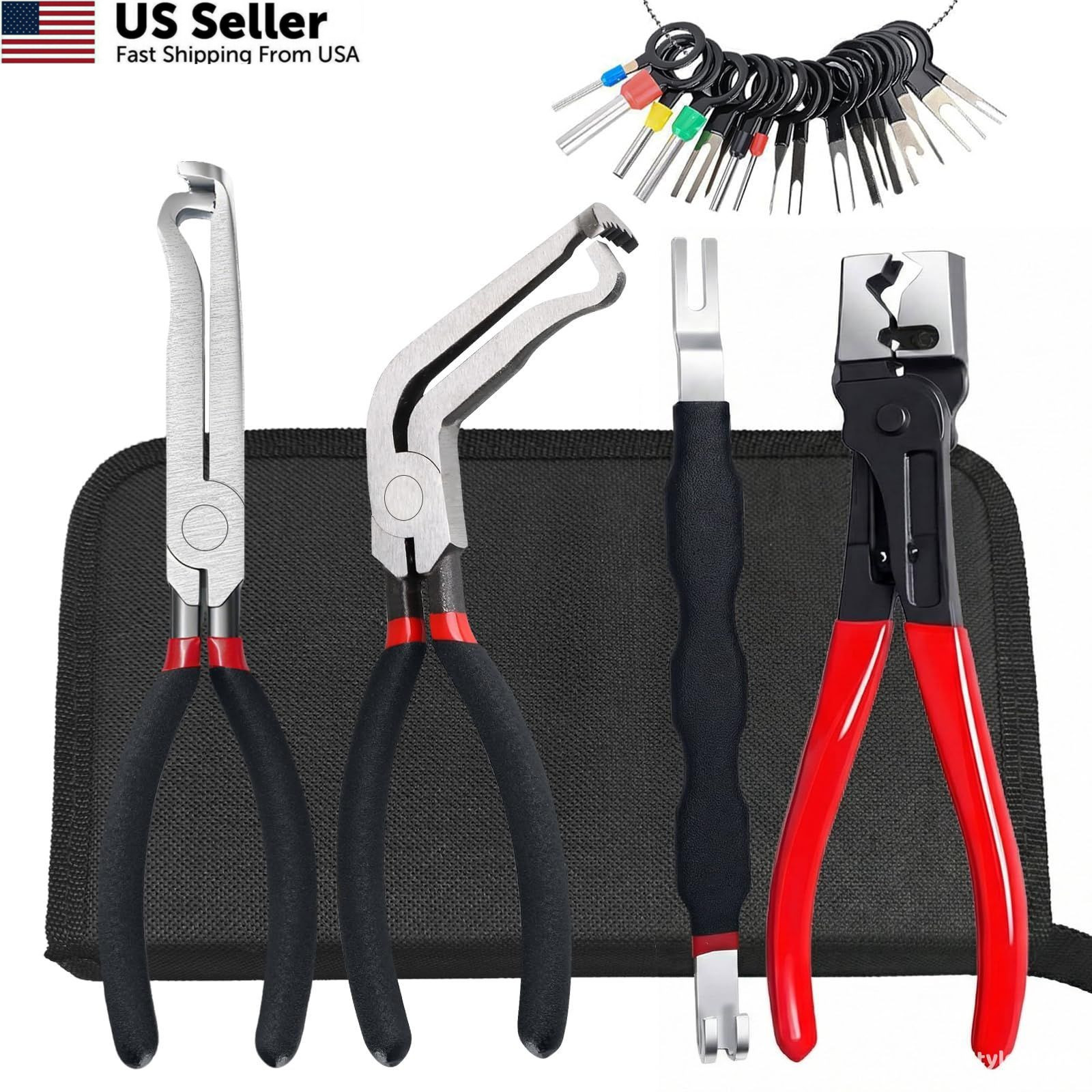 5pcs Electrical Disconnect Pliers and Connector Separator Tool Black-5-piece