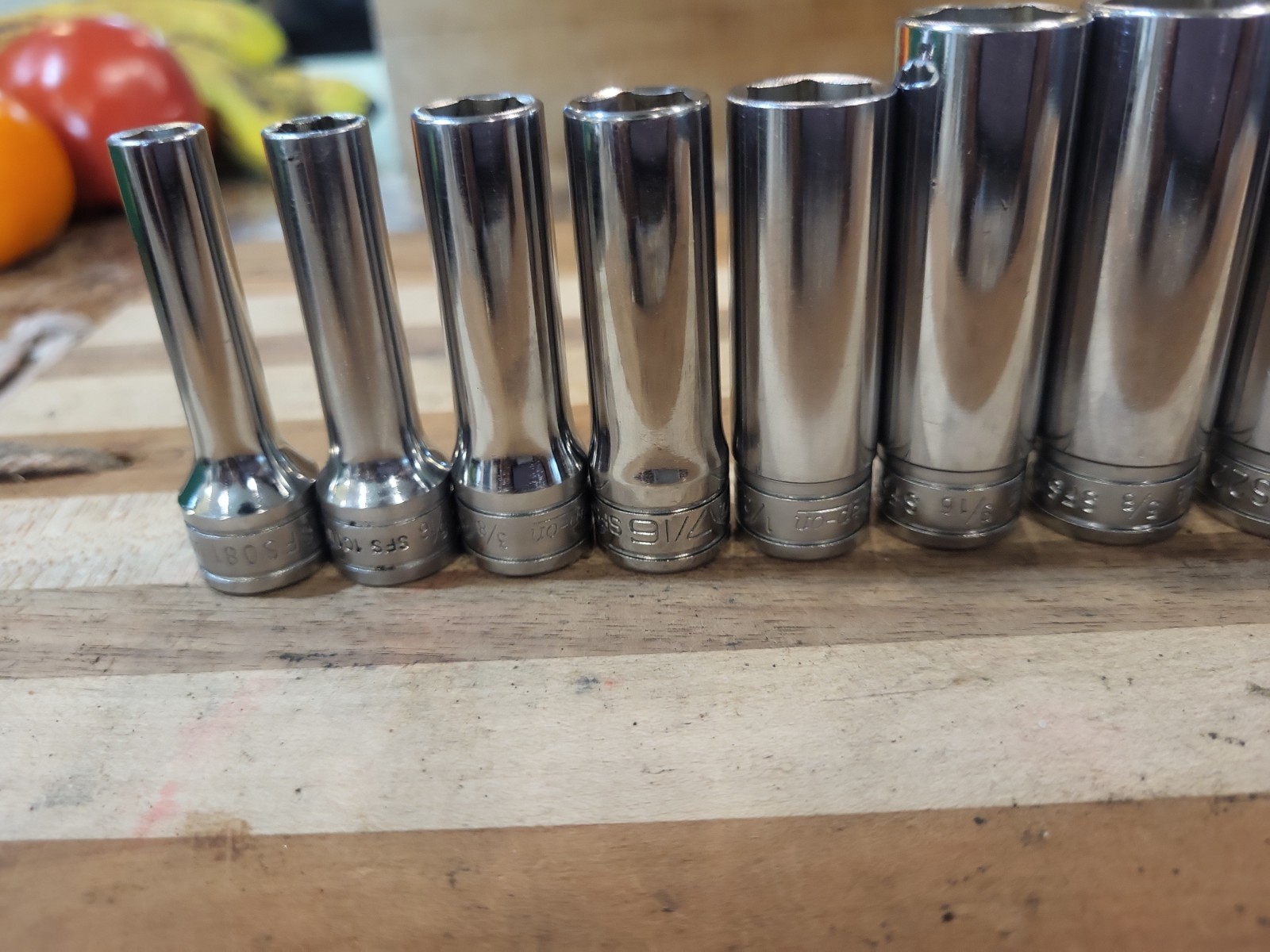 Snap-On 11 Pc. 3/8″ Dr. 6 Pt. SAE Deep Socket Set 211SFS. VGUC 🔥 🇺🇸