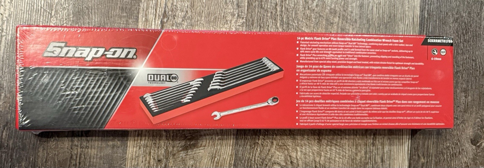 Snap-on 14pc Met Reversible Ratcheting Combination Wrench Set SOXRRMET01FBR