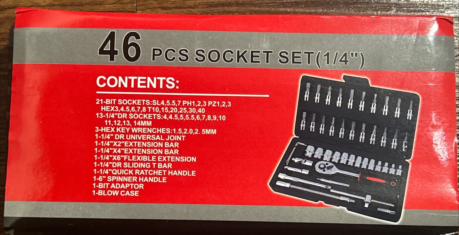 NEW 46 Pc Socket Set 1/4” Drive