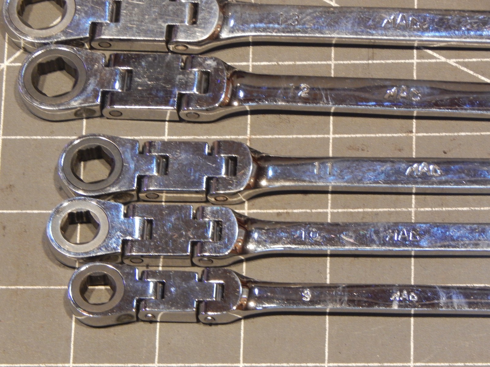 Mac 11Pc Metric Double Flex Ratcheting Wrench Set 9MM 19MM 6Pt Ratchet RWFQ