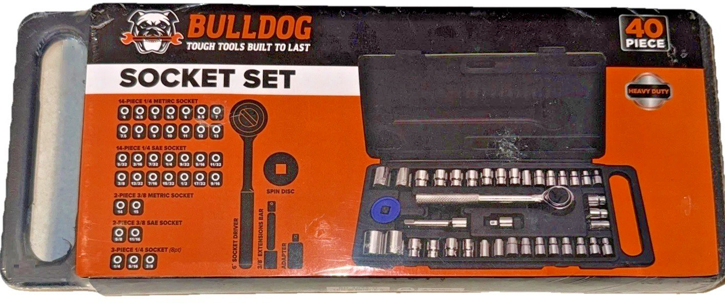 Socket Set Bulldog Tough Tools Built to Last 40 Piece In Sealed Case