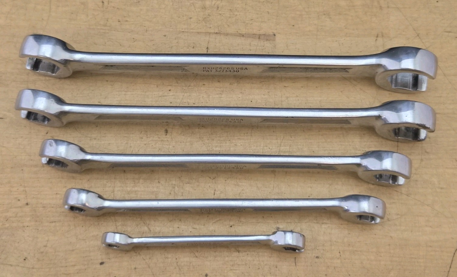 Vintage Snap On RXH605 – 6 Pc SAE 6 Pt Double Ended Flare Nut/Line Wrench Set