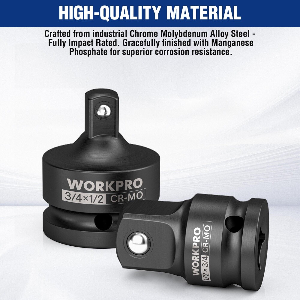 WORKPRO 2-Piece Impact Socket Adapter & Reducer Set for Impact Driver Conversion