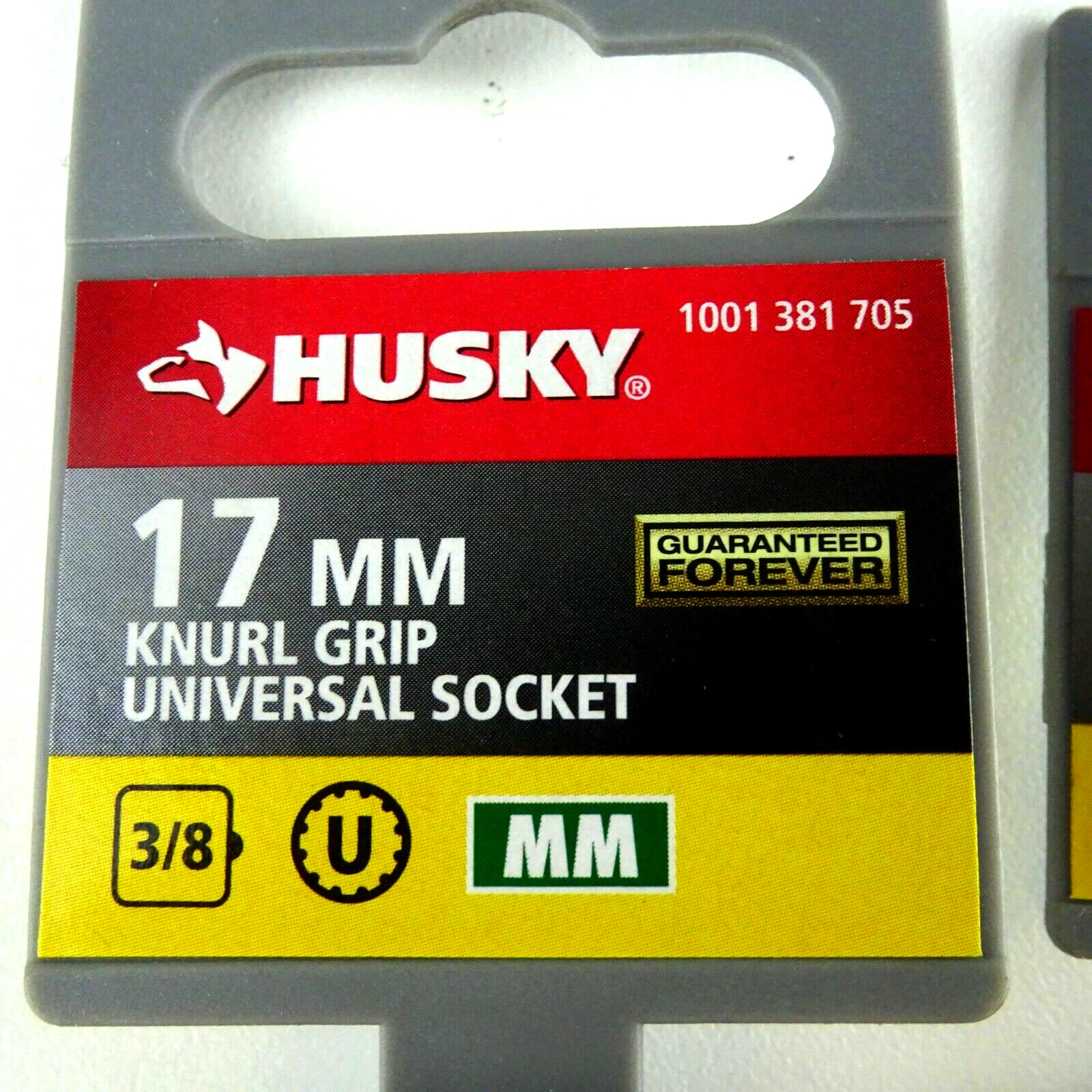 Husky 1001 381 705 17MM Knurl Grip Deep Universal Socket 3/8 New Lot Of 2