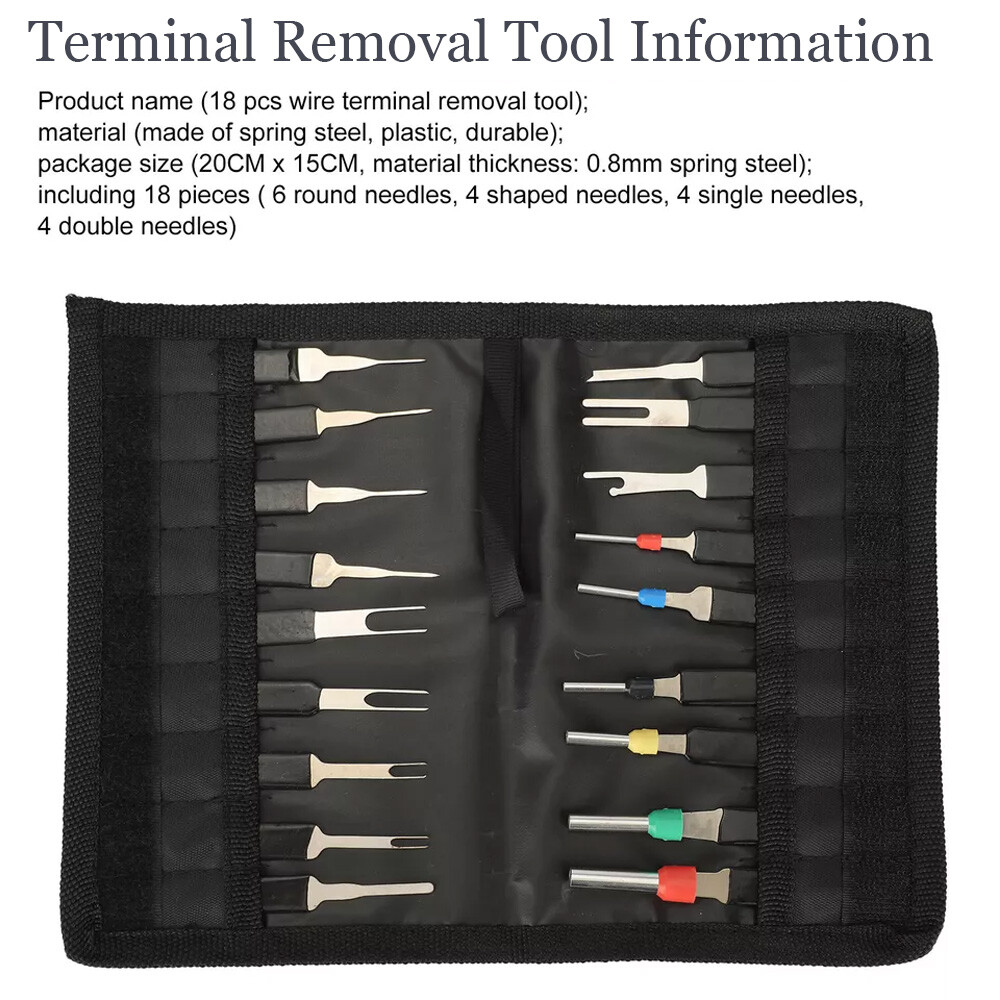 18pcs Terminal Removal Tool Car Wire Harness Plug Terminal Extractor Crimp Pin