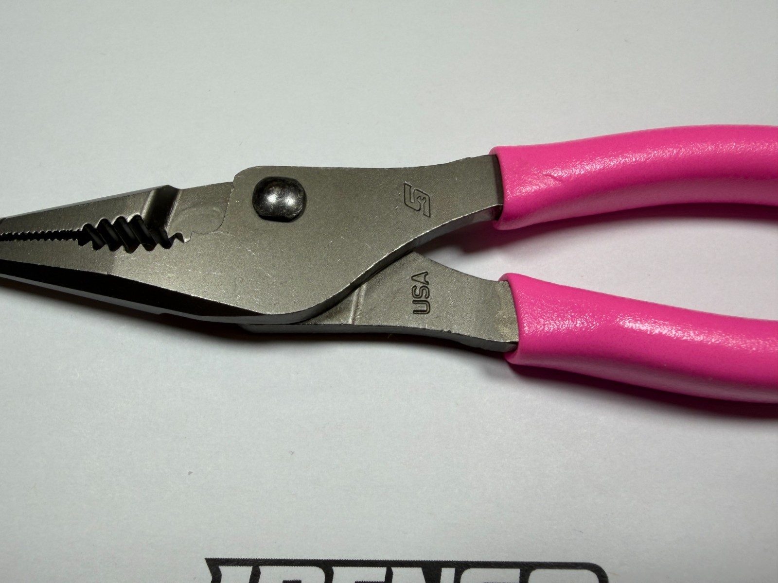 Snap-On Tools USA NEW PINK 7″ Soft Grip Long Nose Slip Joint Pliers LN46ACFP