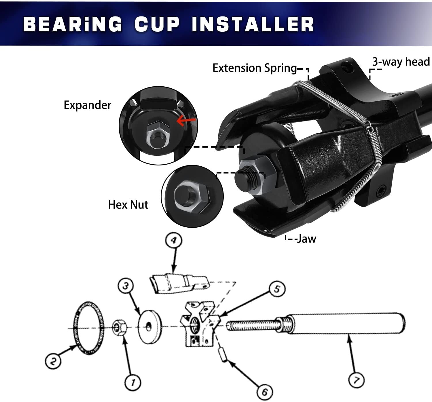 7180 Universal Bearing Cup Remover Installer for 3 5/8″ to 6 1/2″ up to 50000lb