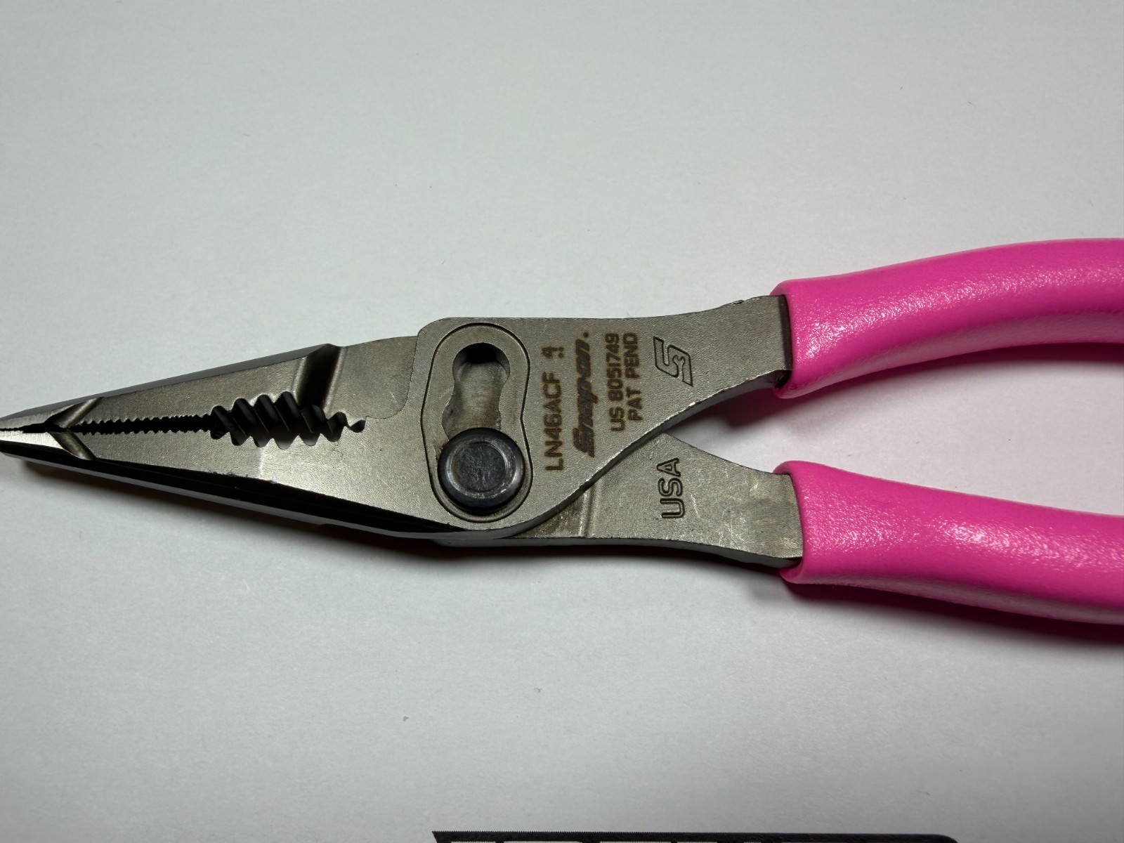 Snap-On Tools USA NEW PINK 7″ Soft Grip Long Nose Slip Joint Pliers LN46ACFP