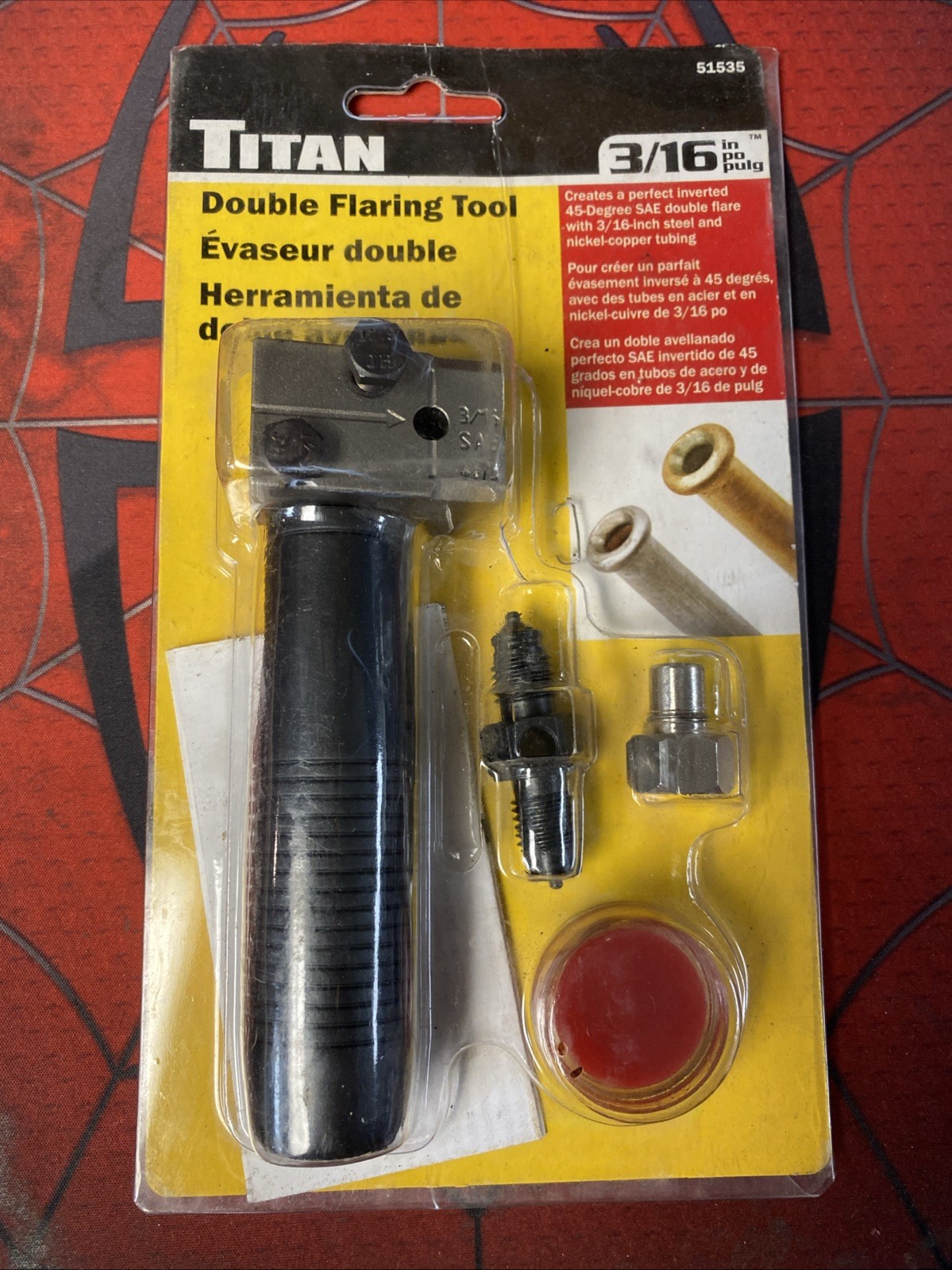 TITAN Double Flaring Tool, 45-Deg SAE, 3/16″ Steel/Nickel Tube 51535 Brake Line