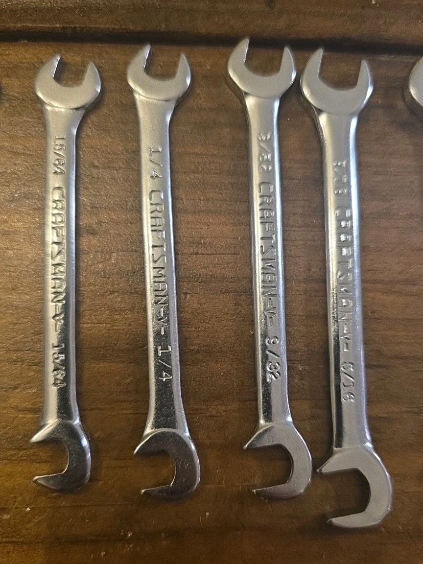 Craftsman 8 Piece Open End Ignition Wrench Set 4306 SAE 7/32 – 7/16 USA Super
