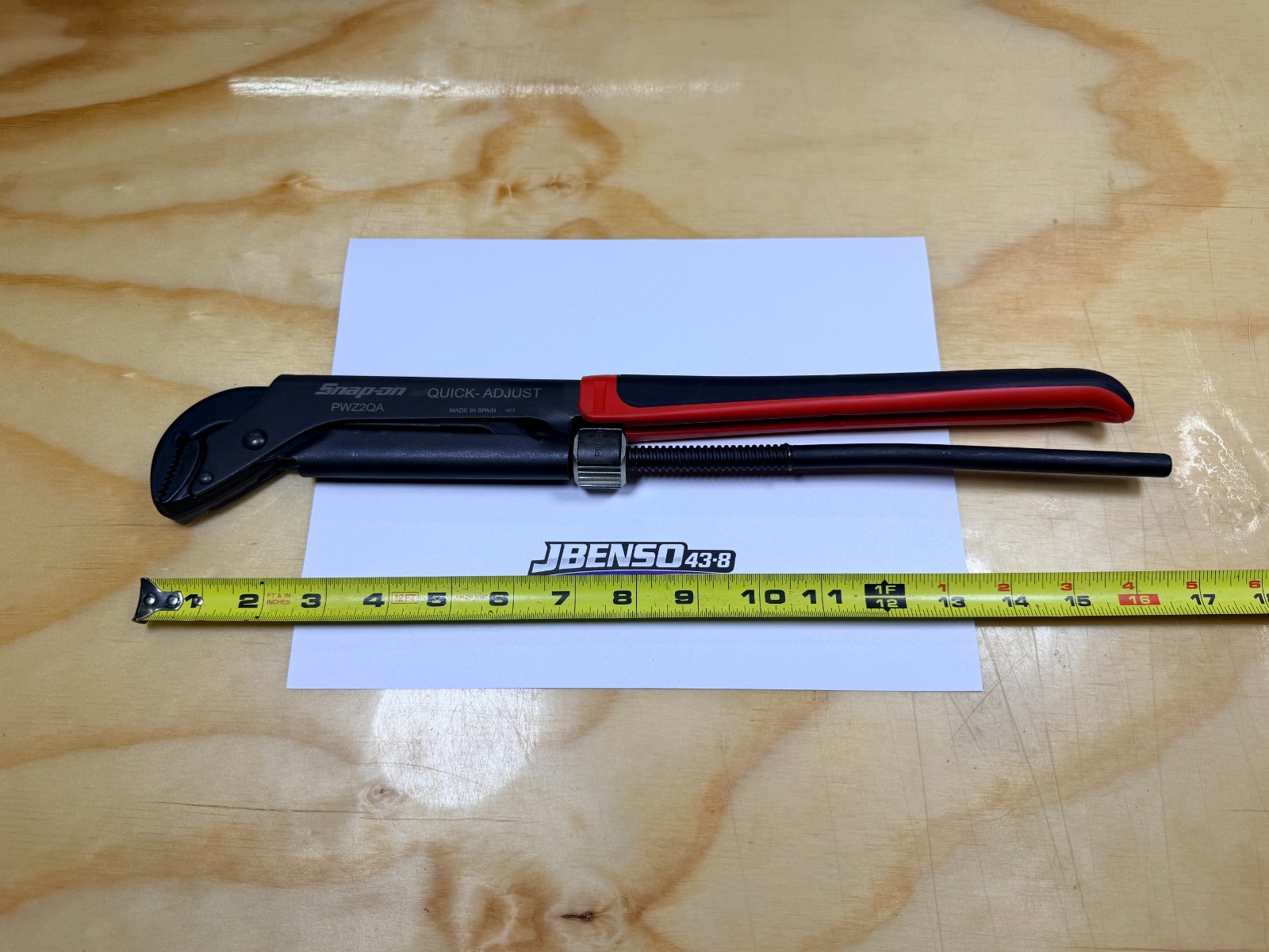 Snap-on Tools NEW RED 17″ Soft Grip Quick Adjust Pliers Wrench PWZ2QA