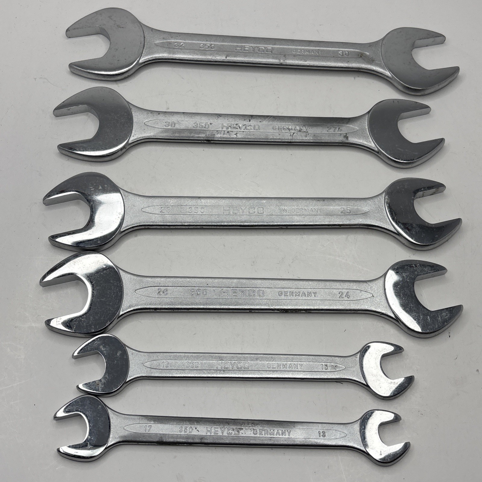 Heyco 350 Metric Open End Wrench Set 6 Pcs 13×17 16×18 24×26 25×28 27×30 30x32mm