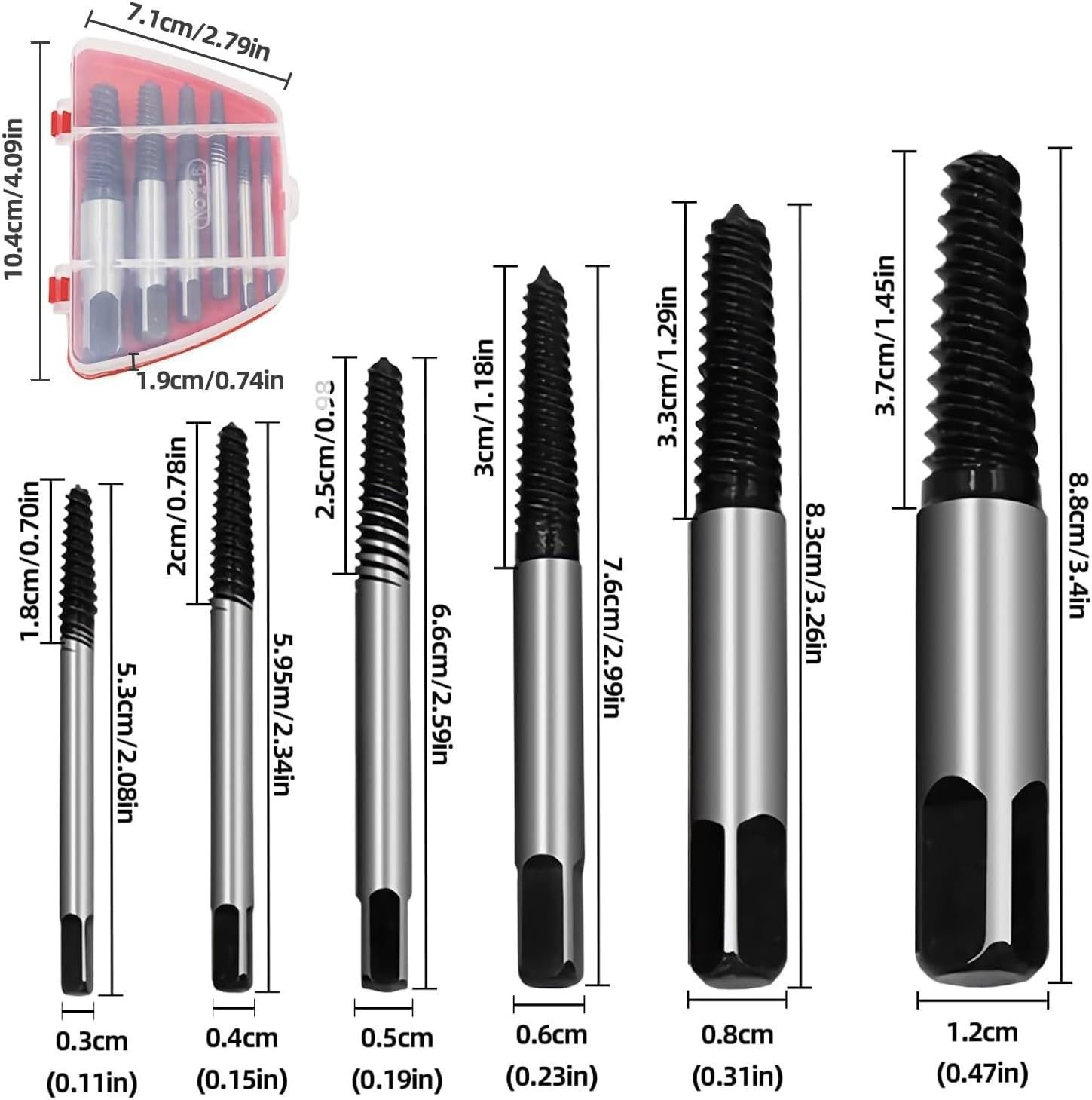 6 pcs screw extractor set, made of Cr-Mo, bolt extractor, spiral groove bolt …