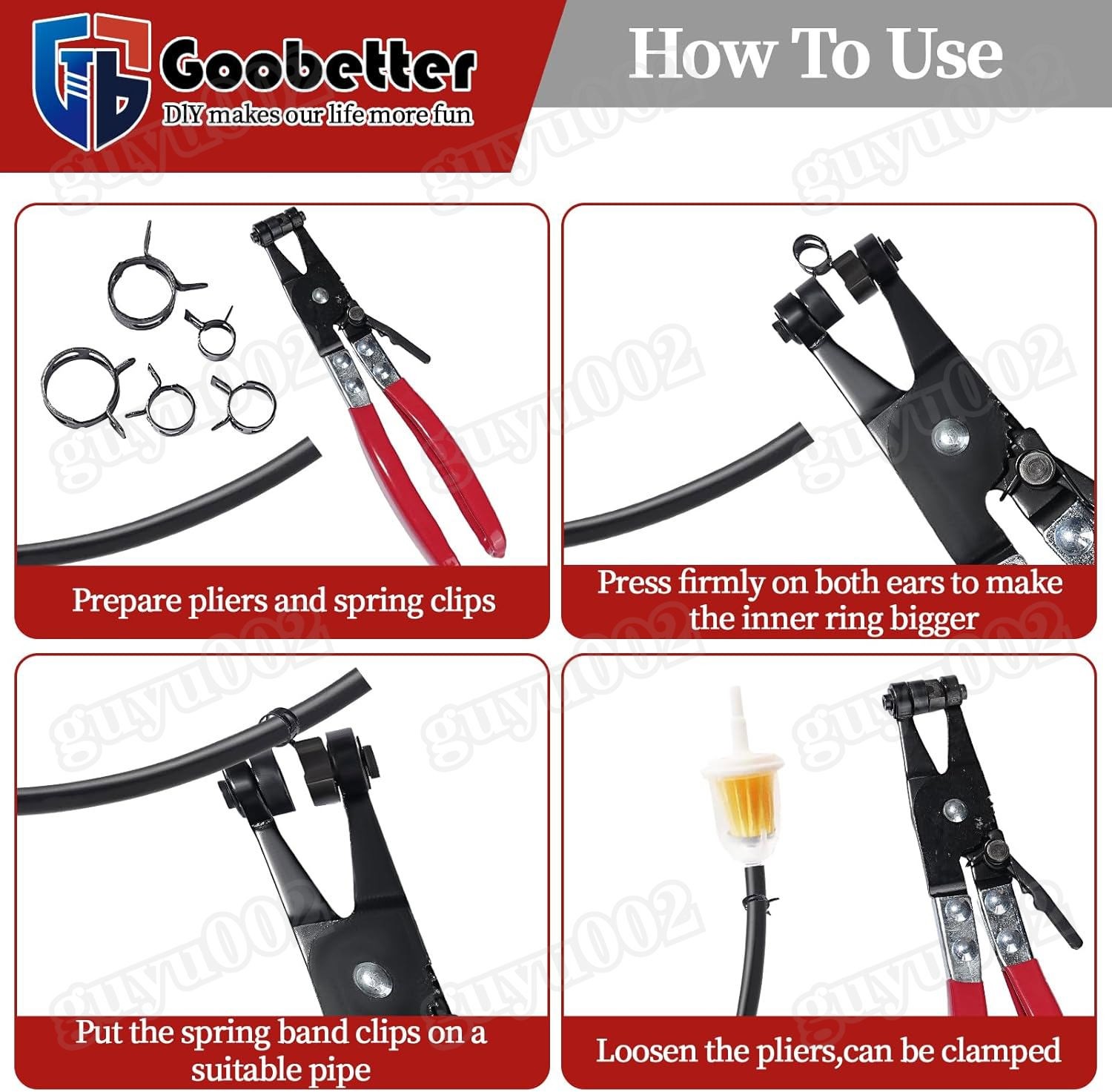 100Pcs Spring Hose Clamps Kit With Hose Clamp Pliers Fuel Hose Clamp 10mm-21mm