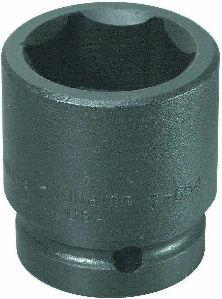 1″ Drive Shallow Impact Sockets, 6 Point, SAE, Black Industrial Finish, Williams