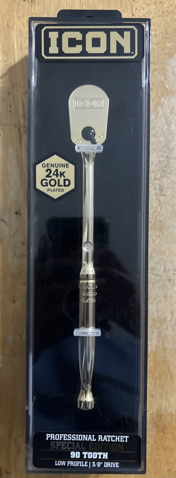 ICON 3/8” 24K Gold Plated Professional Ratchet Socket Wrench (56907)… FREE S&H