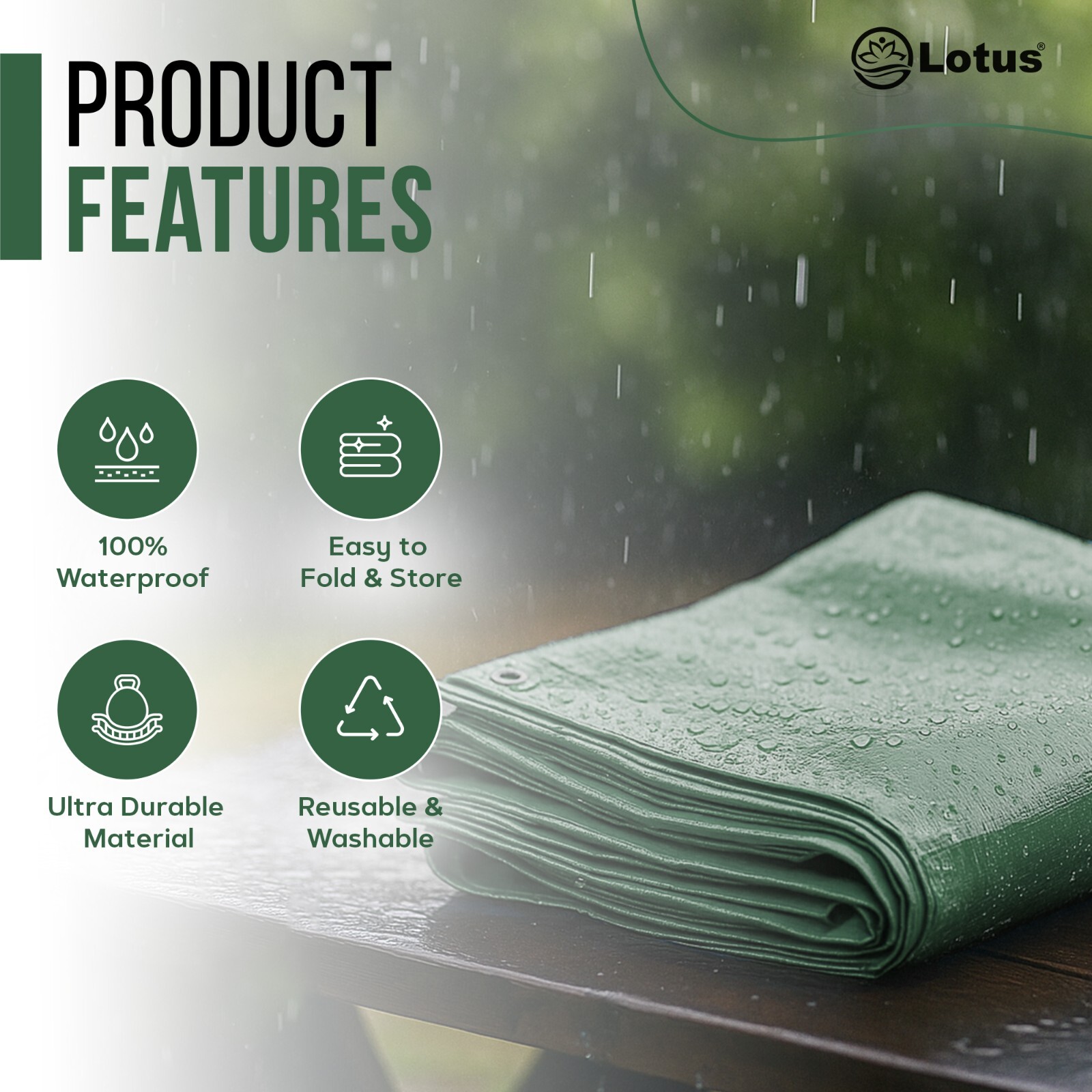 12’x18′ GREEN HEAVY DUTY WATERPROOF TARPAULIN TARP GROUND SHEET LIGHT WEIGHT COV
