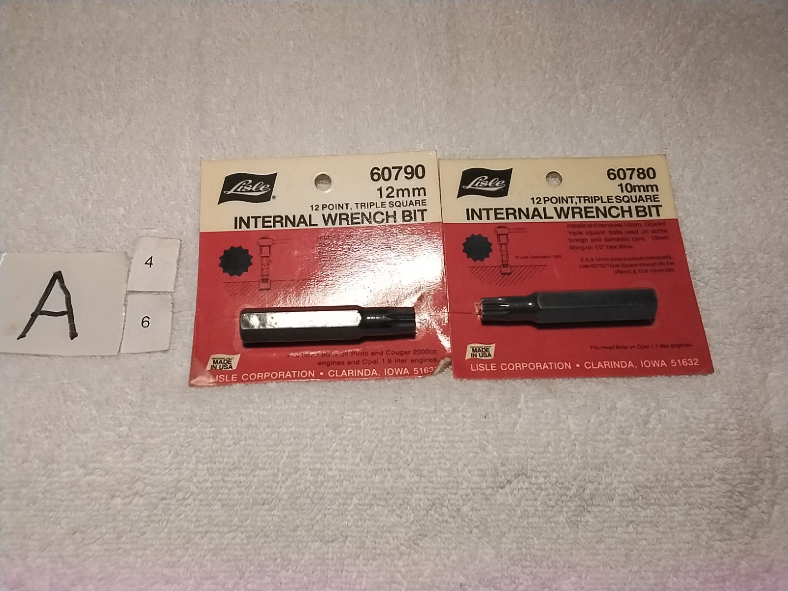 2pc LISLE 60790-60780 12pt TRIPLE SQUARE INTERNAL WRENCH BIT SET USA 🇺🇸
