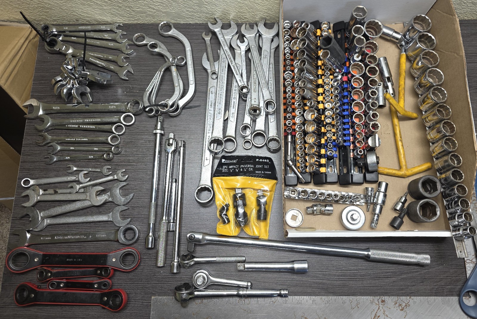 Lot of Misc Sockets, Ratchets, Extensions and Wrench’s – Sets are not complete