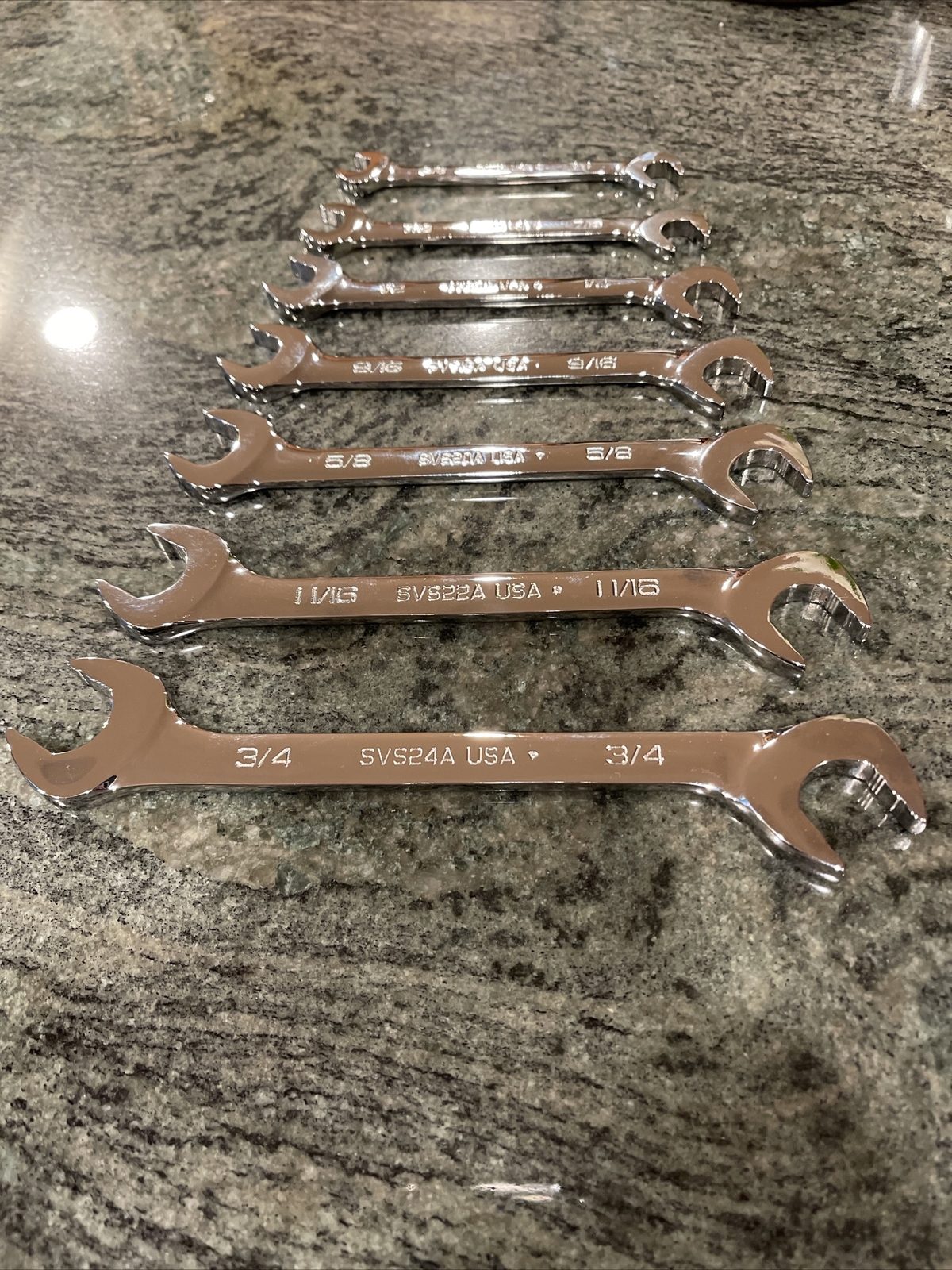 Snap On svs807a 3/8-3/4″ 7 pc flank drive plus four way angle head wrench set