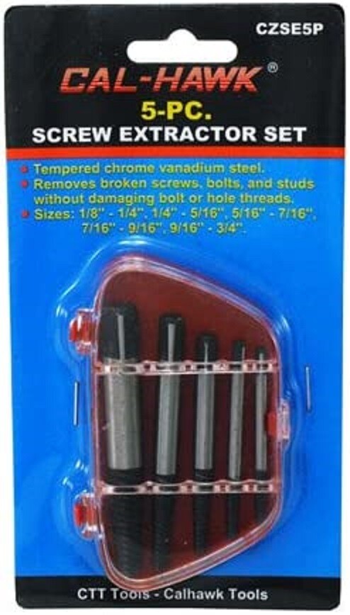 5 pc Screw Extractor Easy Out Broken Screw Remover EZ Easy Out Stud Remover Left