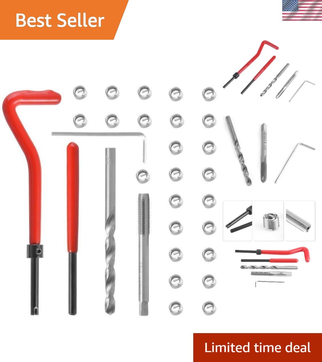 M5 Thread Repair Insert Kit: 30pcs Durable Stainless Steel Tool Set for Repairs