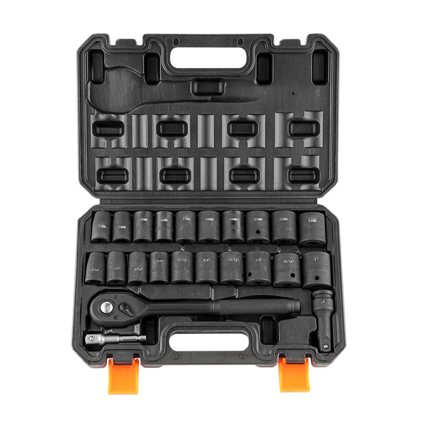 Uimoso 23-Piece 6-Point Impact Socket Set with 1/2in Drive and Case