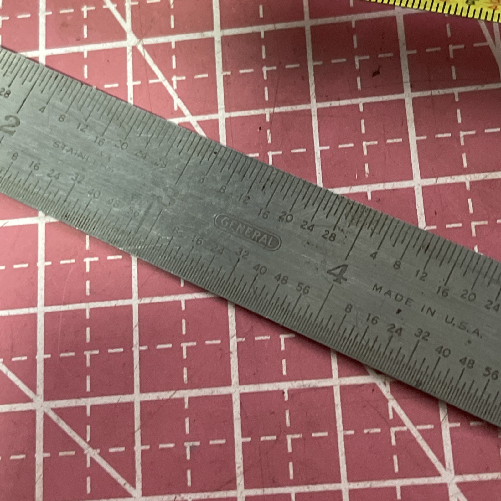 Vintage General USA No 308 Stainless Steel 6” Machinist Pocket Ruler USA 6 In