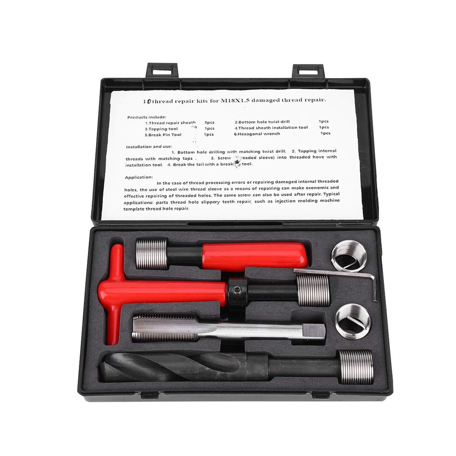 10PCs Thread Repair Kit, Metric M18x1.5mm Stainless Steel Thread Repair Inser…