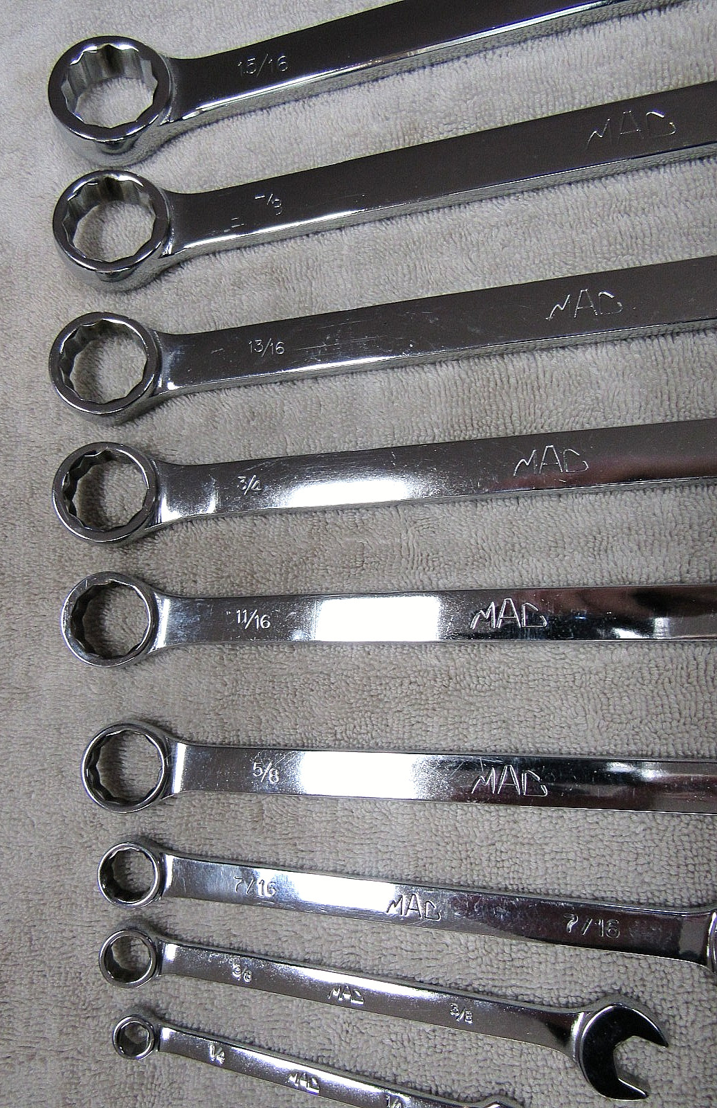 MAC TOOLS 9x LOT SAE COMBINATION WRENCH 1/4” – 15/16″ GOOD CONDITION