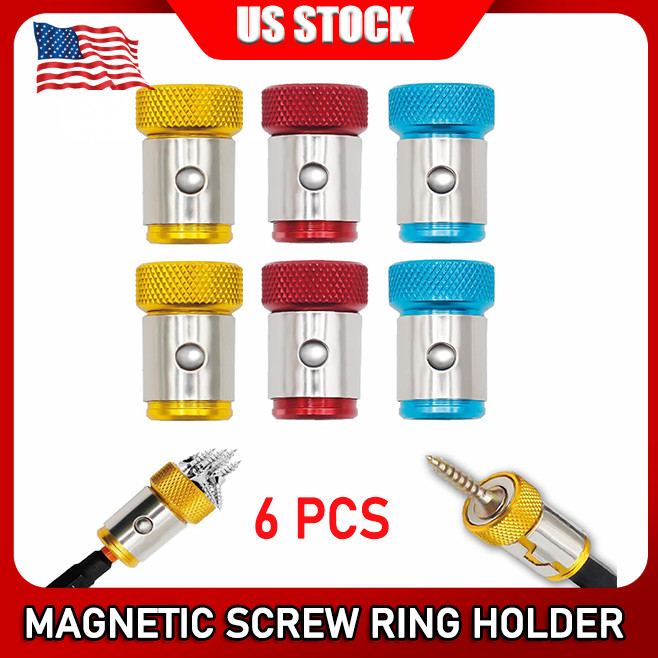 6 x Screwdriver Head Magnetic Ring Pivoting Bit Tip Screw Holder Magnetizer
