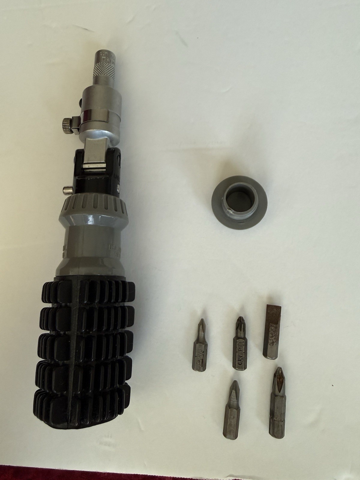 Germany PAT, 7.75” Ratchet Driver Flexible With 5 Heads. Pre Owned.