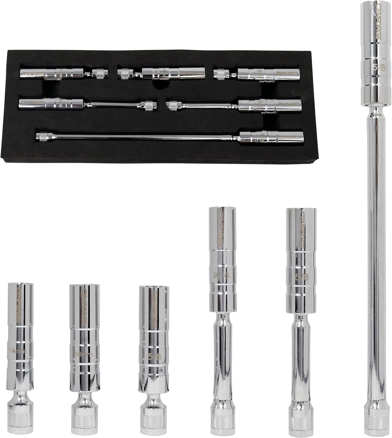 Cenfoge 6-PC Magnetic Swivel Spark Plug Socket Set – 9/16in & 5/8in