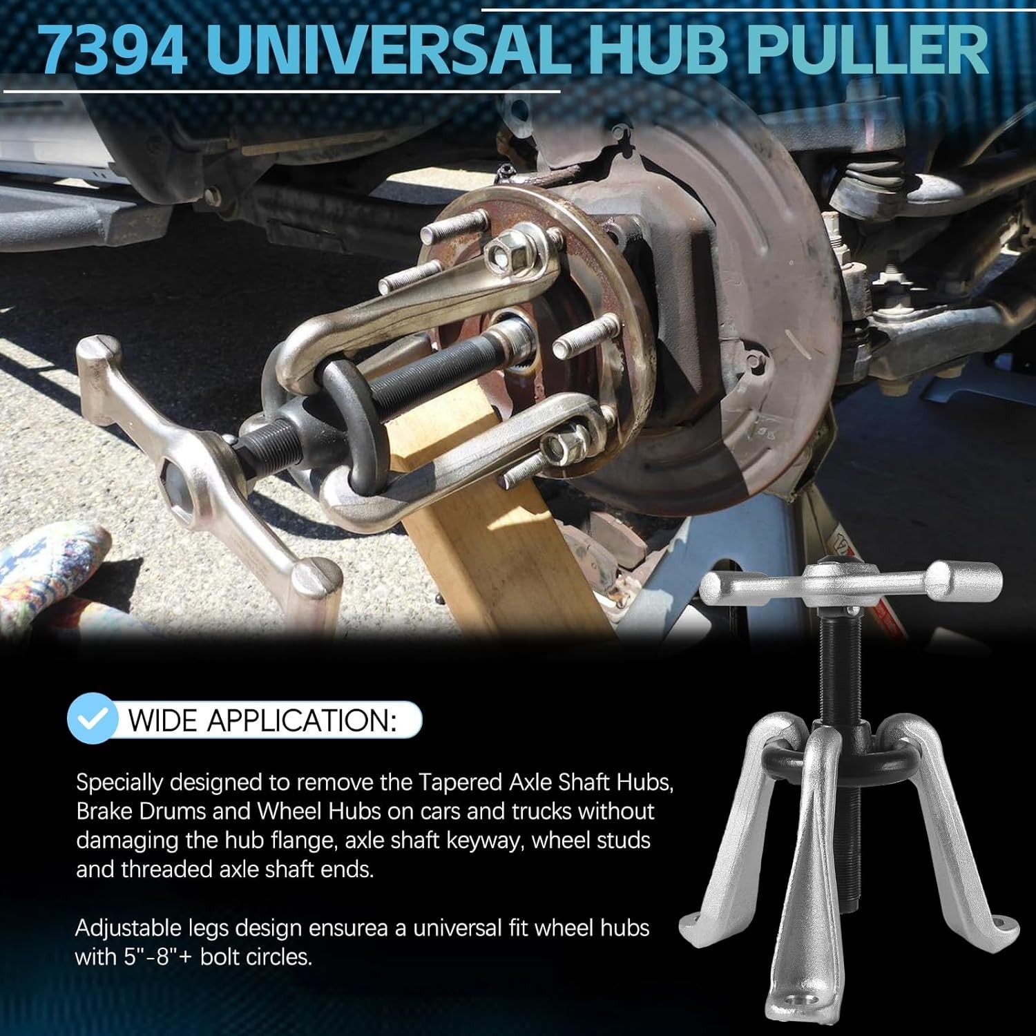 NEW Universal 7394 Hub Puller Heavy Duty Wheel Hub Brake Drum Removal Tool