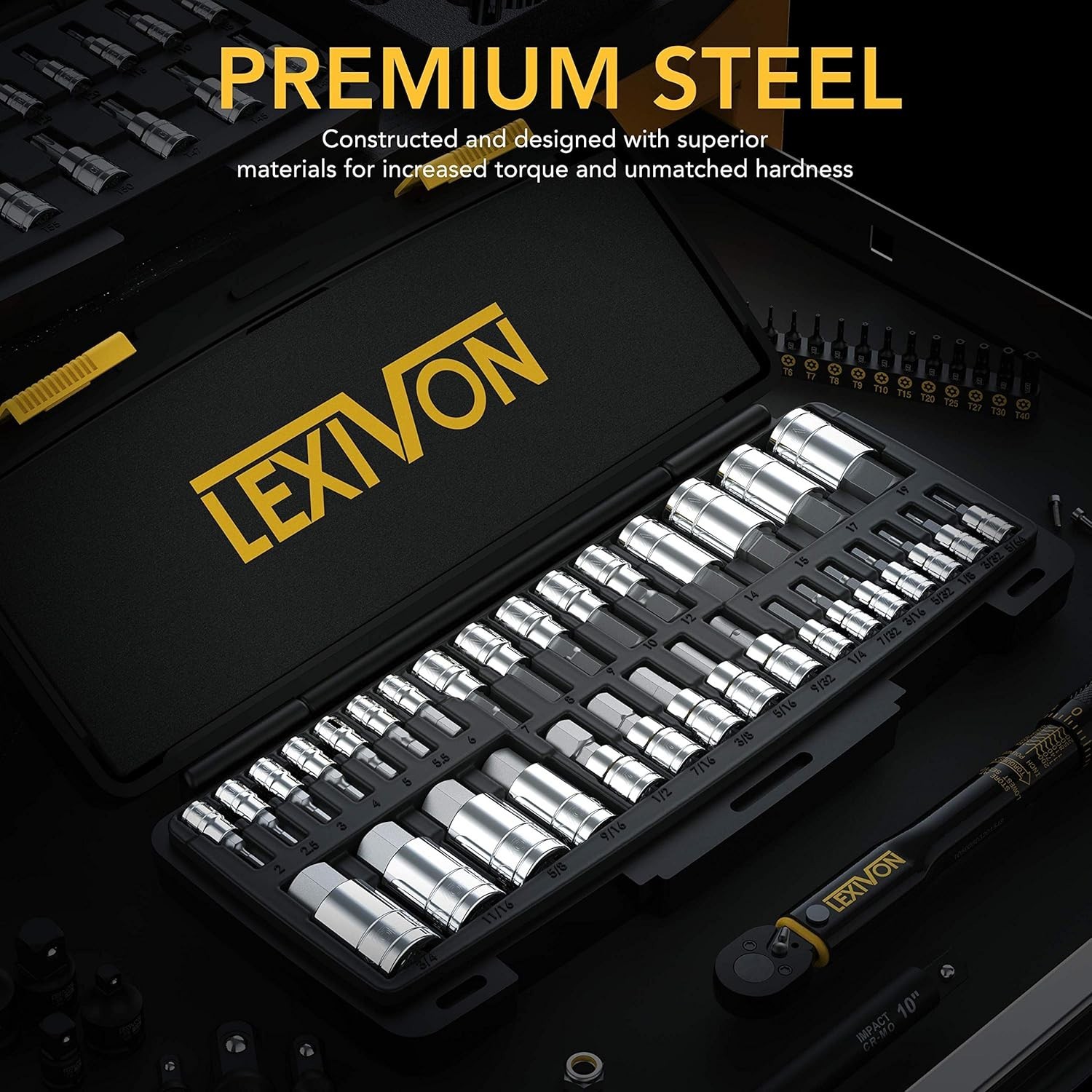 Complete S2 Steel 32-Piece Hex Bit Socket Set for Professionals – Chrome Finish