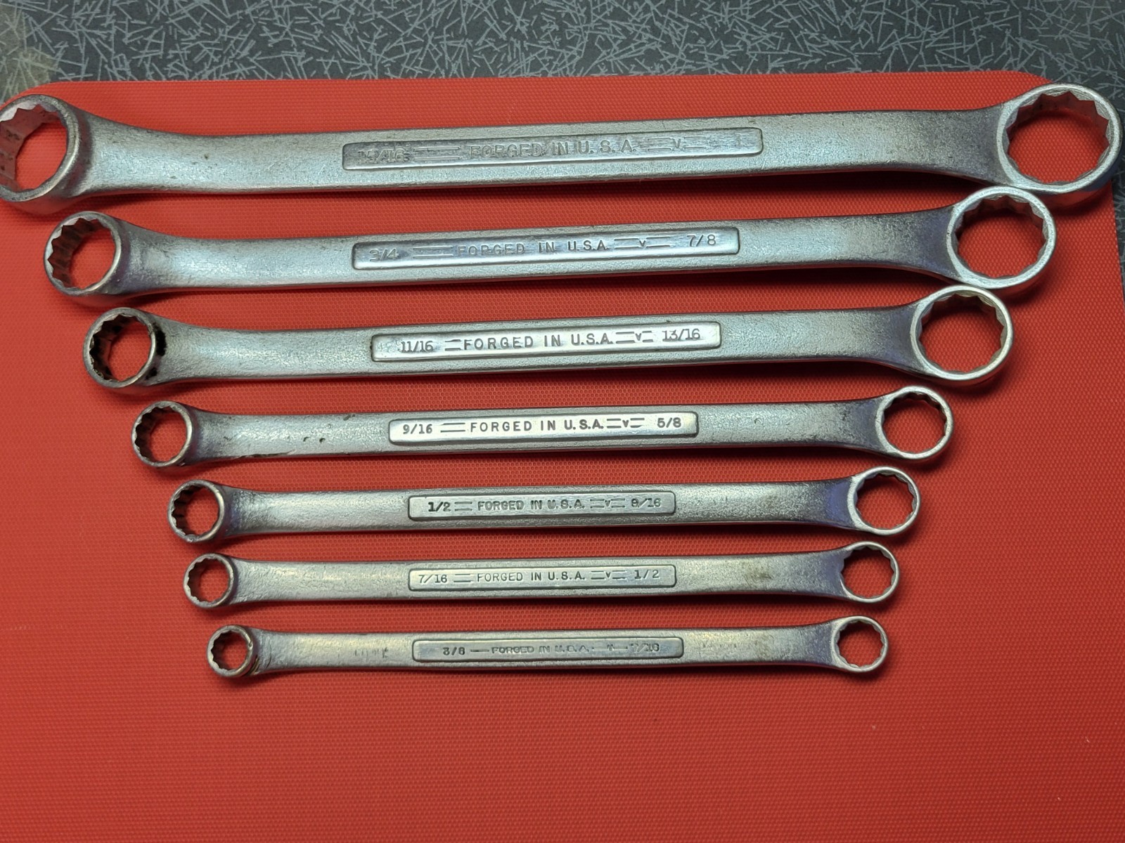 Craftsman USA Flying =V= 7pc Double Box End Wrench Set 3/8″ thru 1″