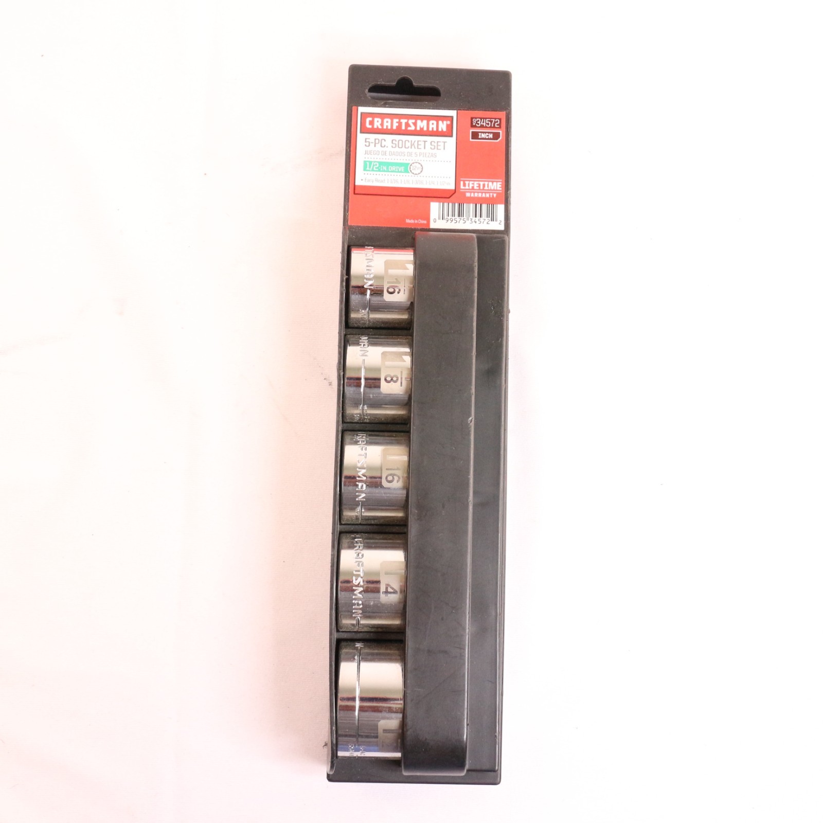 Craftsman 9-34572 Socket Set Chrome Polish 1/2 Drive 12-Point Shallow 5 Pcs NEW