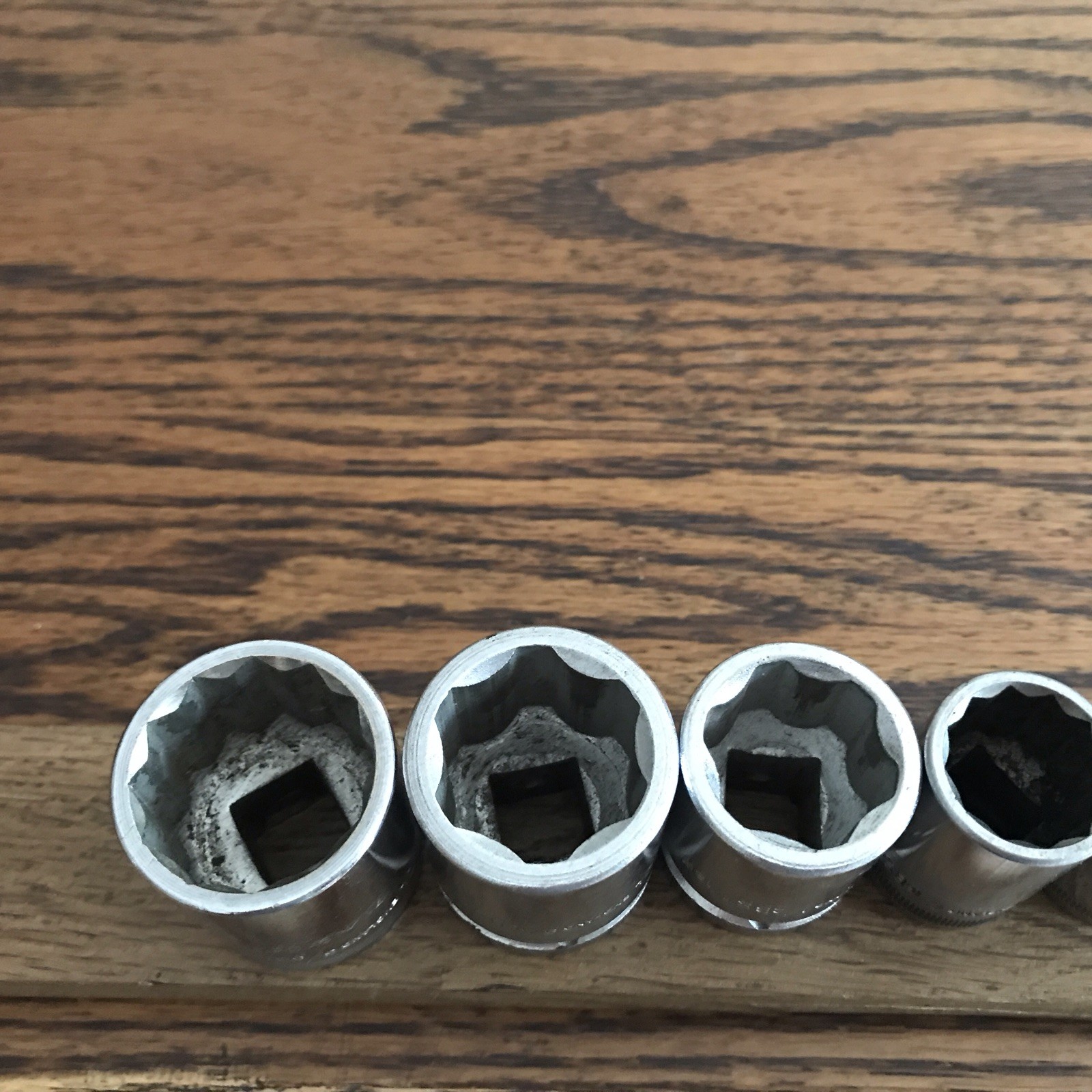 7 Vintage Britool Sockets 9/16”To 3/16”Whitworth With 1/2” Drive . C