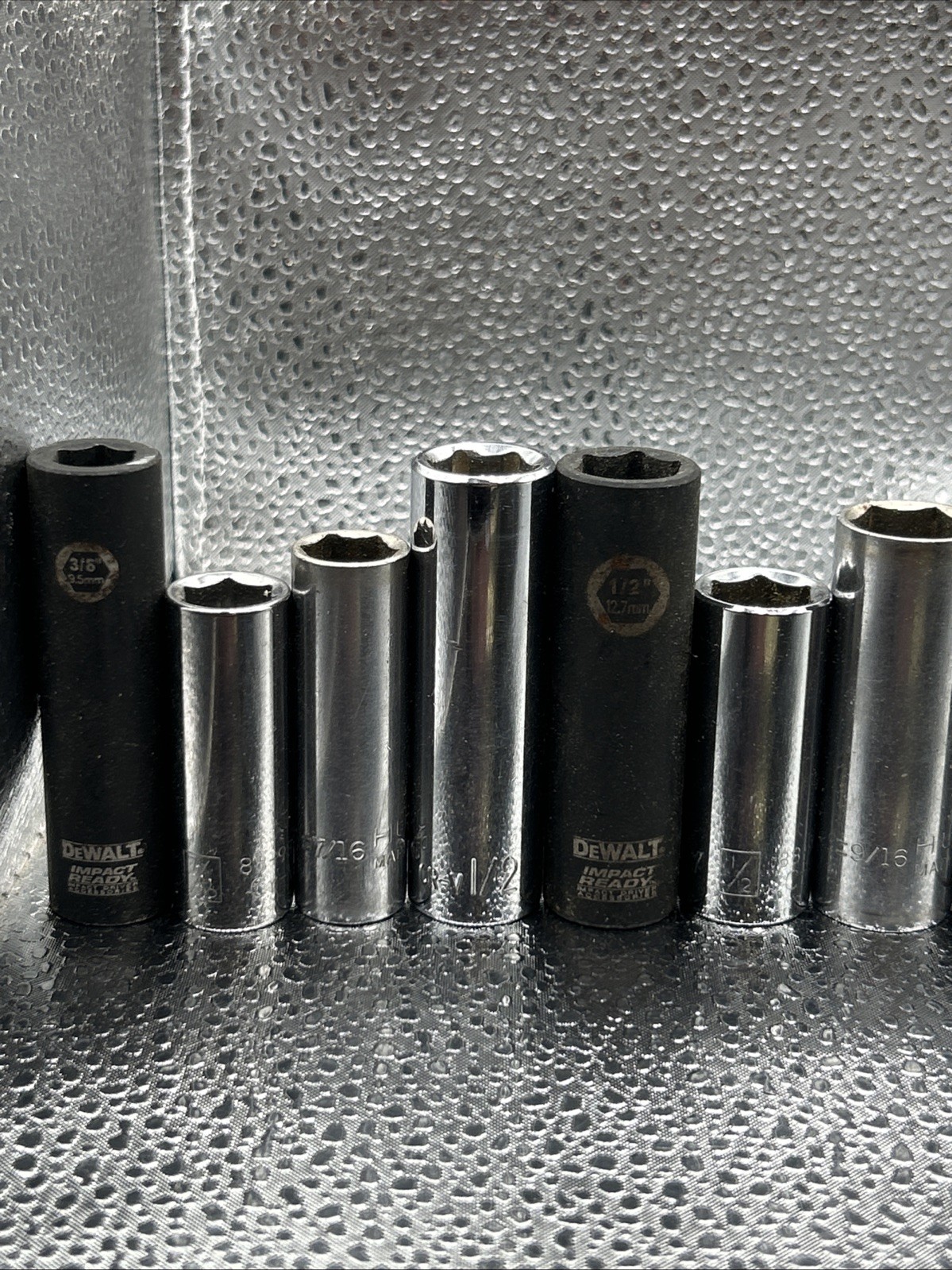 Mixed Lot DeWalt, Crescent, Husky USA & Stanley 3/8” Drive Deep Sockets SAE