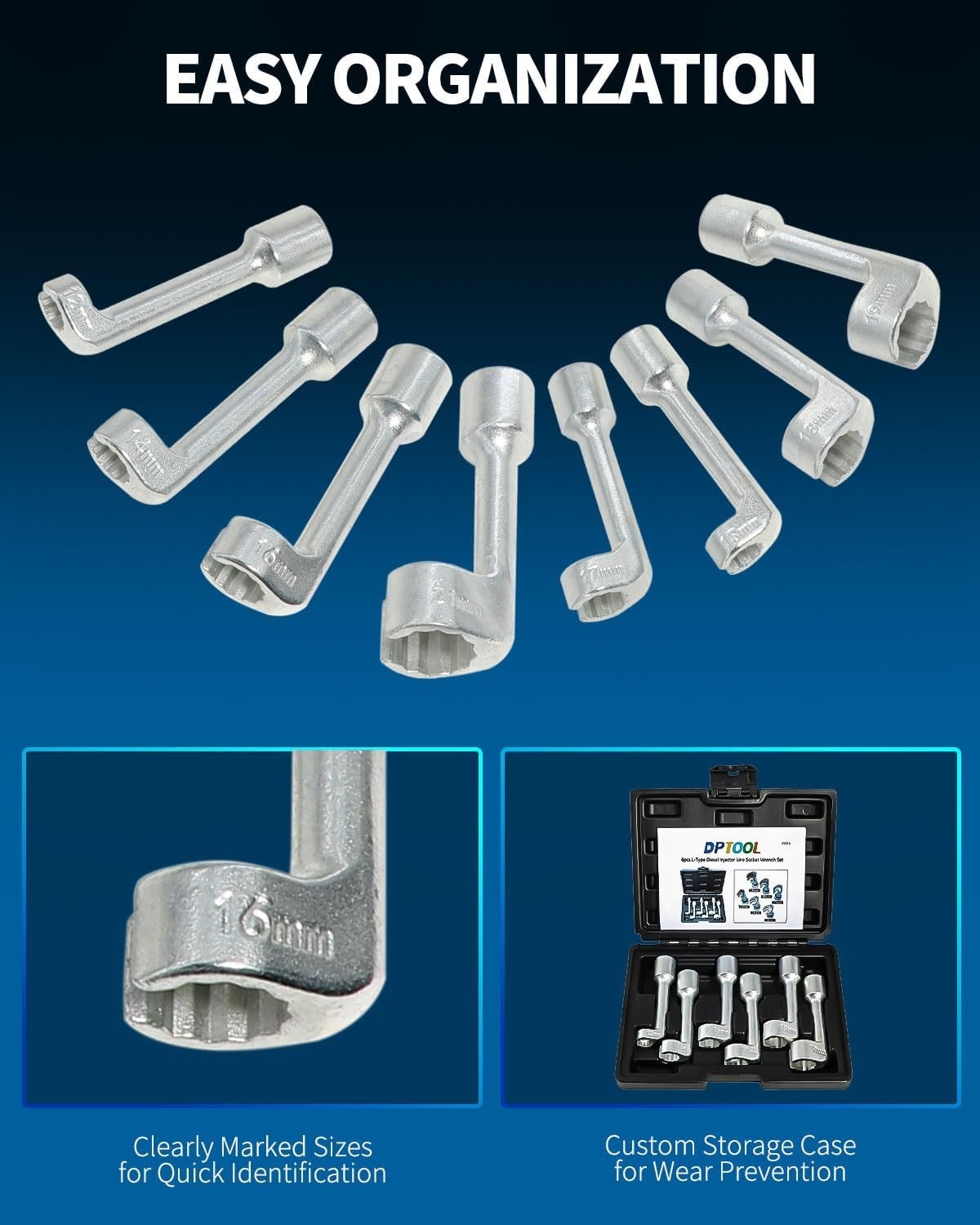 Professional 8pc Diesel Injector Wrench Set