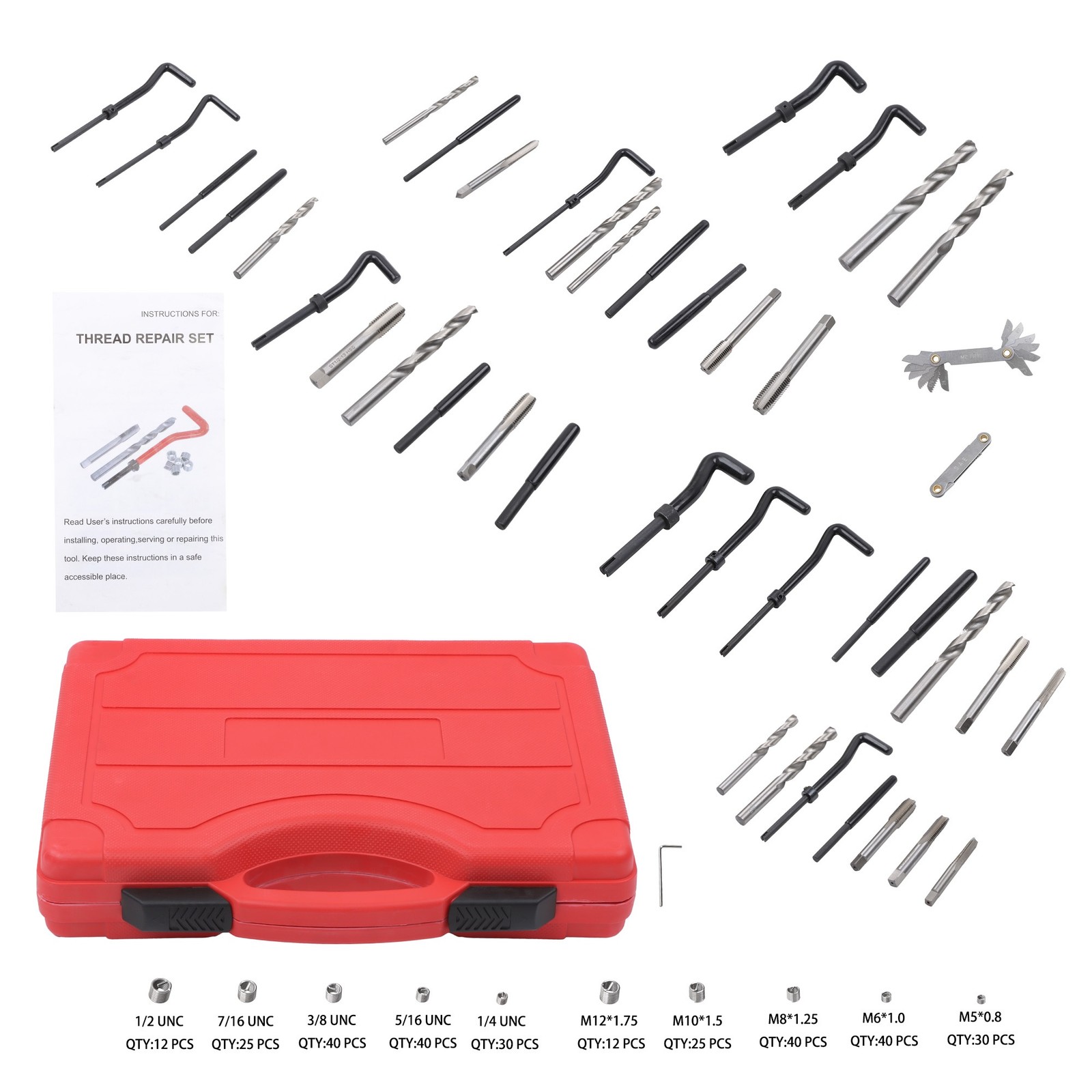 Helicoil Thread Repair Kit 338-Piece SAE and Metric Rethreading Tool Kit M5 M6