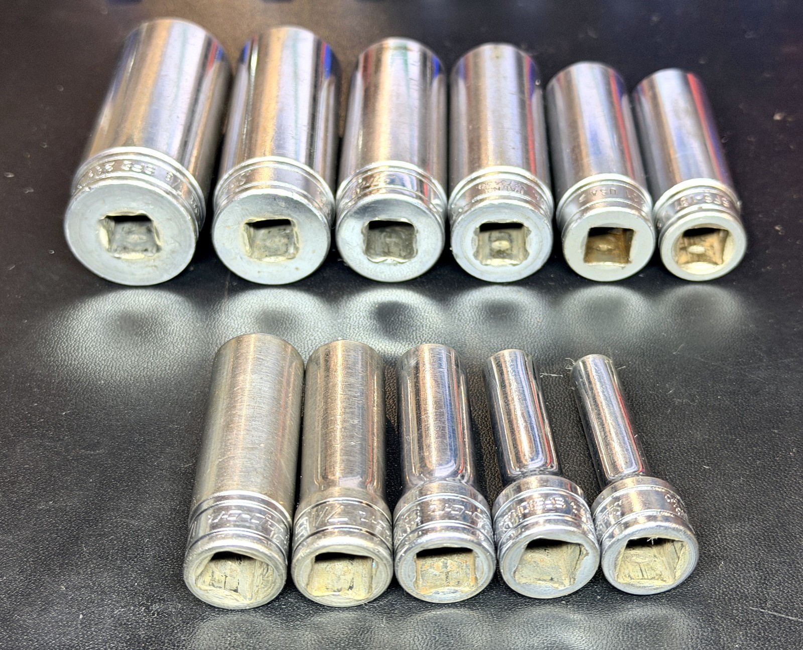 SNAP ON 211SFSY 11-PIECE 3/8″ DRIVE SAE DEEP 6-POINT SOCKET SET 1/4″-7/8″ USA