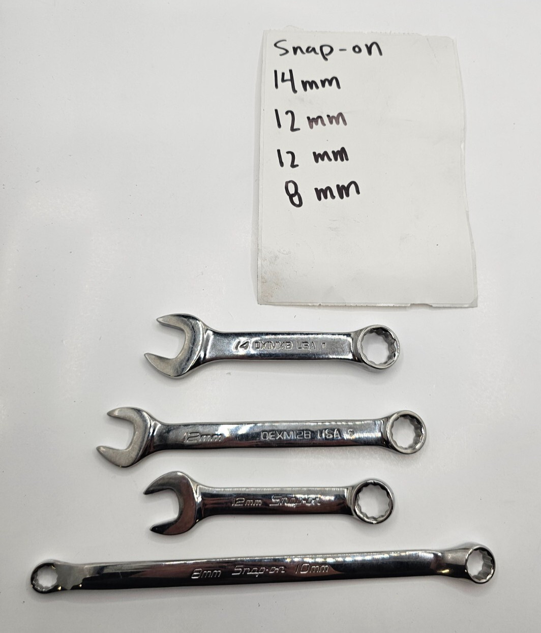( QTY 4 ) SNAP-ON TOOLS COMBINATION WRENCH / BOX WRENCH 14MM,12MM,12MM,8MM