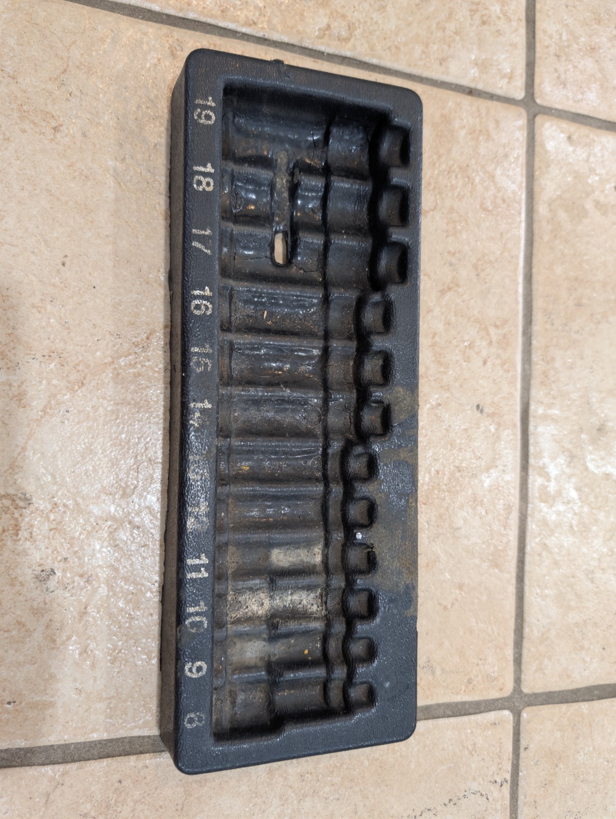 Snap On 3/8 Drive Deep Metric 6 Point Socket Incomplete Set USA Plastic Tray