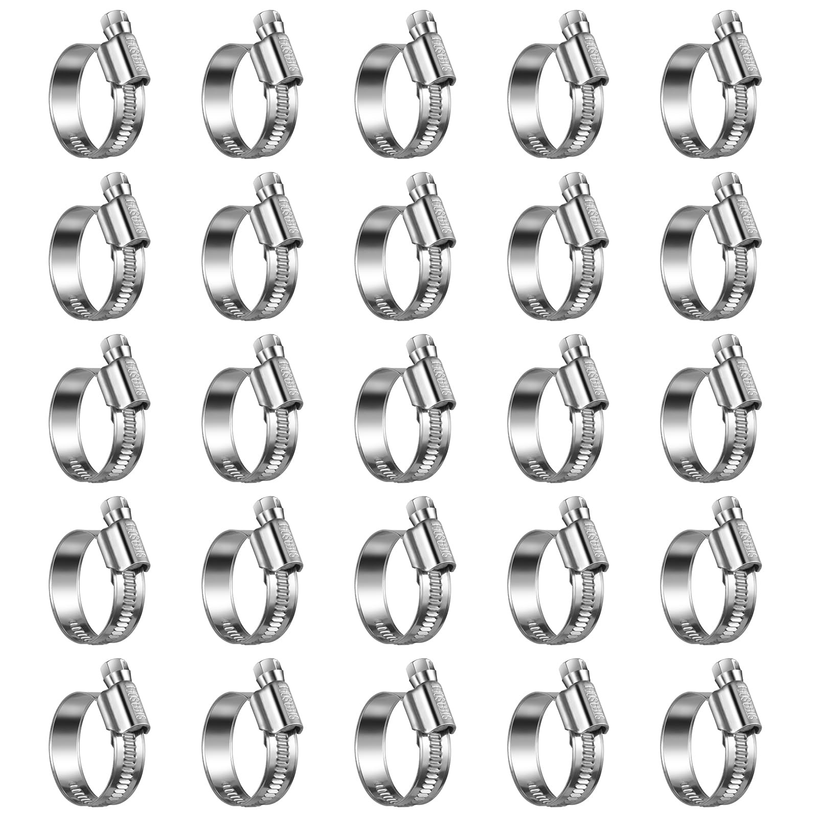 Non-Slip Stainless Steel Worm Gear Hose Clamps SAE#12(3/4 To 1-1/4), Metallic