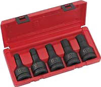 Sunex Tool 4507 3/4″ Drive 5 Piece Metric Hex Impact Set